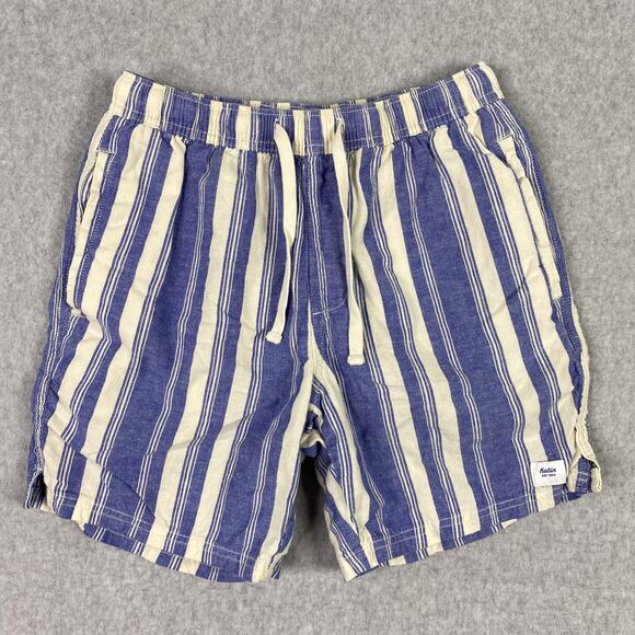 Katin Shorts Mens S Blue White Striped Cotton Linen Relaxed Short - Picture 1 of 7